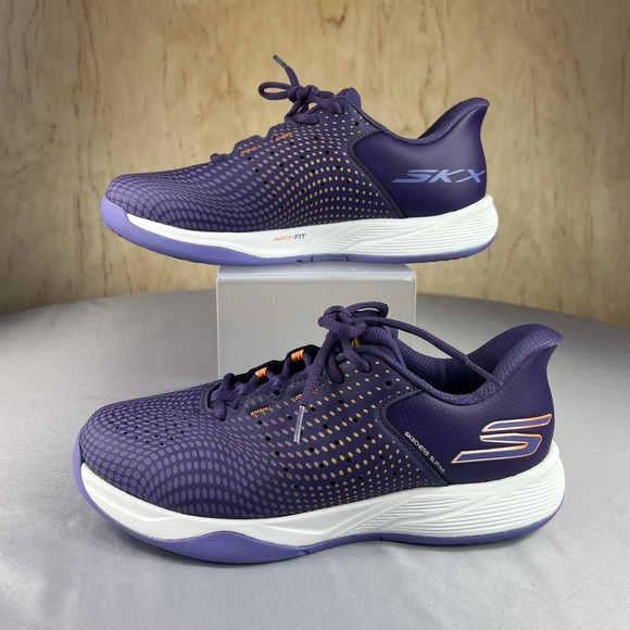 Skechers SLAM Pickleball 174201 Women's 8 Purple Orange White Sneakers Lace Up - Picture 4 of 14